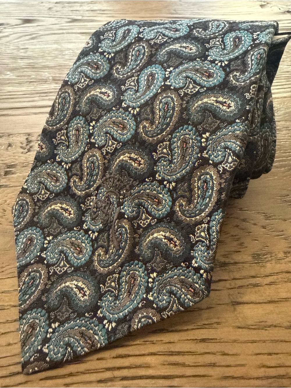 Countess Mara Nacy Paisley Silk Tie with Teal Accents